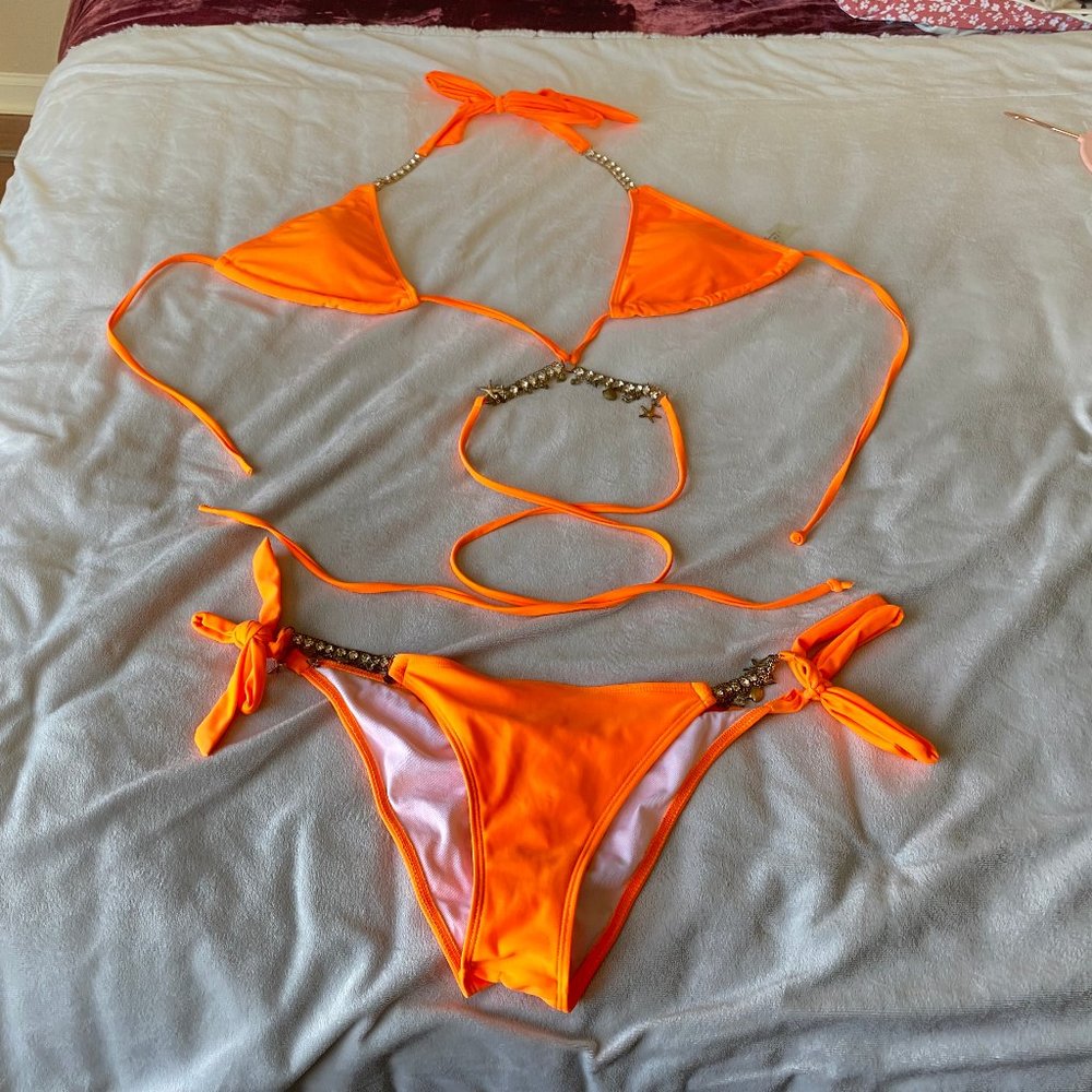 Swim Suit; Bikini, Size L, Orange